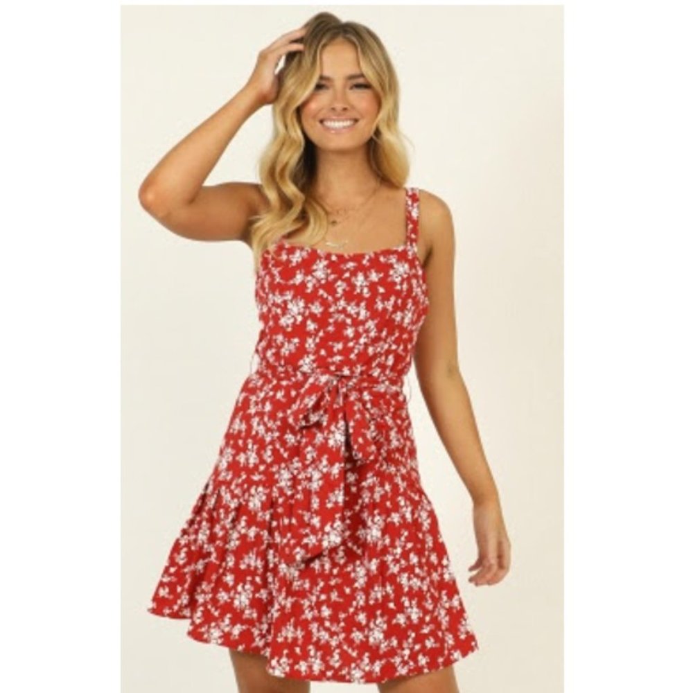 NWT Showpo red floral dress